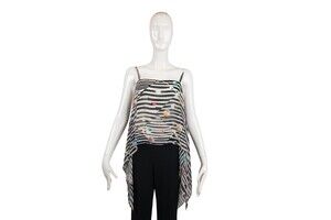 Chanel Black White Silk Blouse Size 36